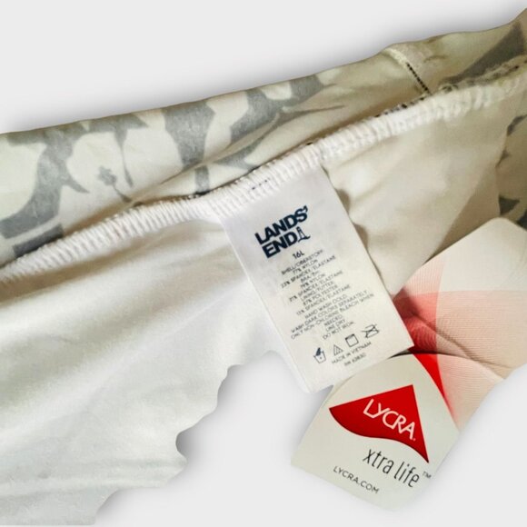 Lands End Long Torso Tankini Top Swimsuit Black Havana Floral Print Underwire 16 - Picture 12 of 12